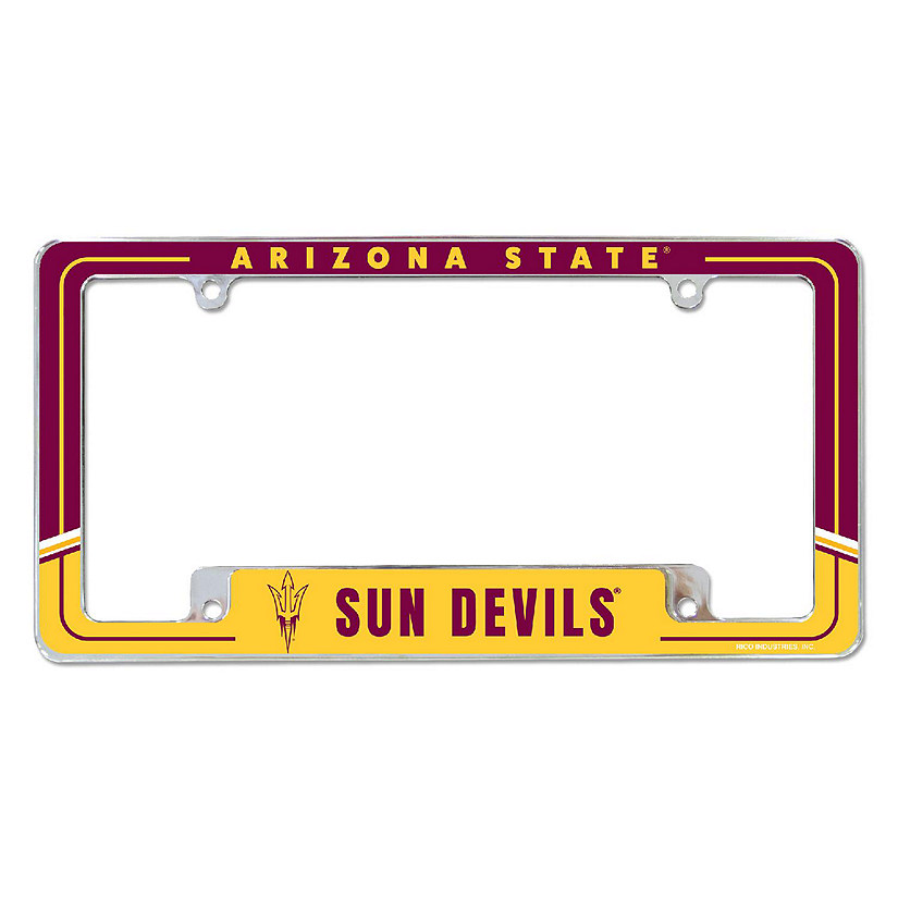 Rico Industries NCAA  Arizona State Sun Devils - ASU Two-Tone 12" x 6" Chrome All Over Automotive License Plate Frame for Car/Truck/SUV Image