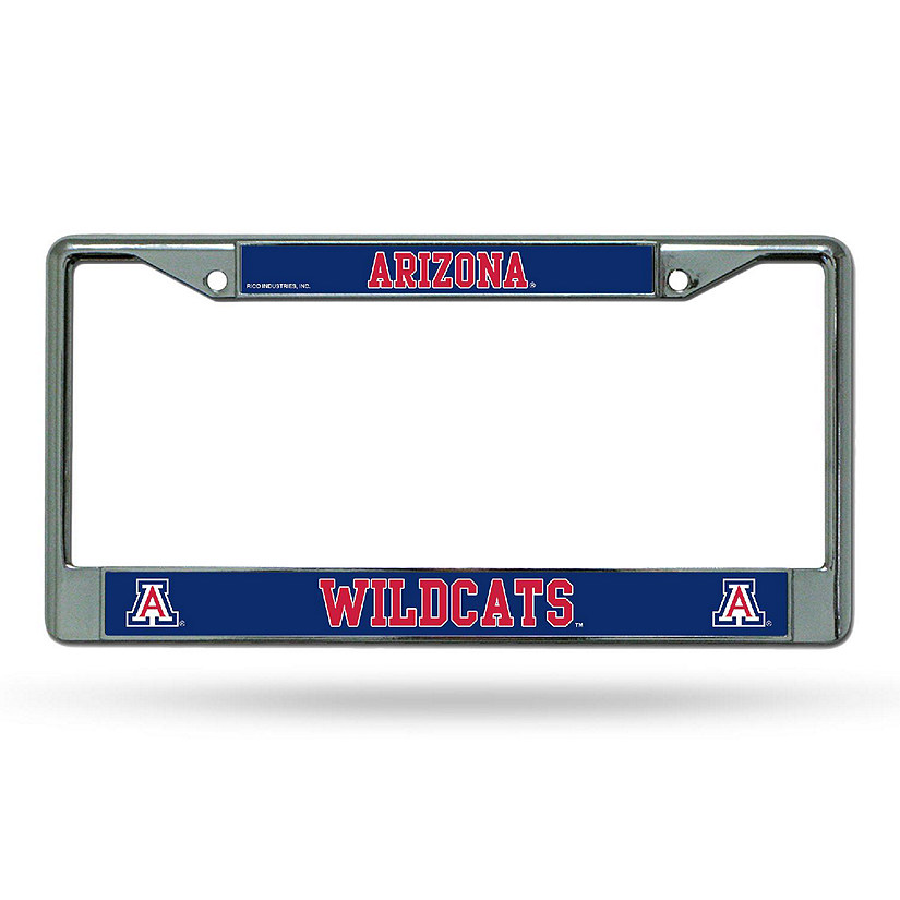 Rico Industries NCAA  Arizona Wildcats  12" x 6" Chrome Frame With Decal Inserts - Car/Truck/SUV Automobile Accessory Image