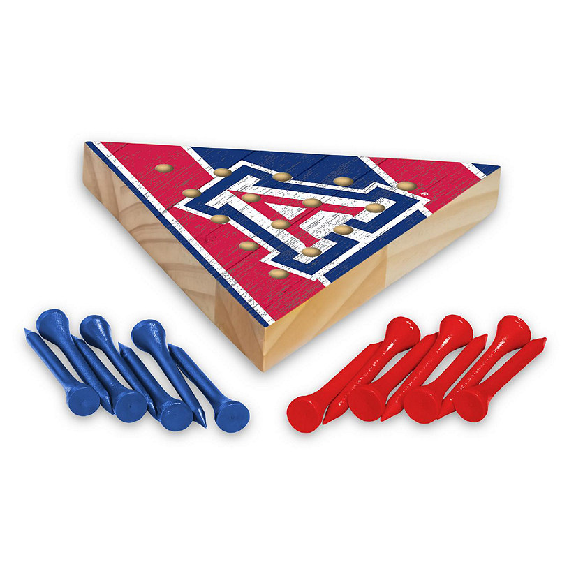 Rico Industries NCAA  Arizona Wildcats  4.5" x 4" Wooden Travel Sized Pyramid Game - Toy Peg Games - Triangle - Family Fun Image