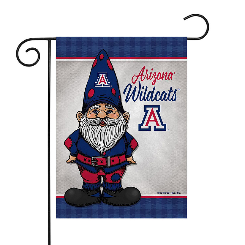 Rico Industries NCAA Arizona Wildcats Gnome Spring 13" x 18" Double Sided Garden Flag Image