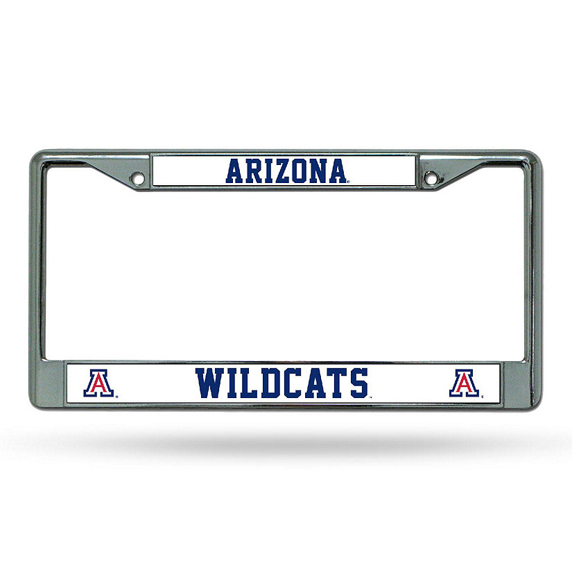 Rico Industries NCAA  Arizona Wildcats Premium 12" x 6" Chrome Frame With Plastic Inserts - Car/Truck/SUV Automobile Accessory Image