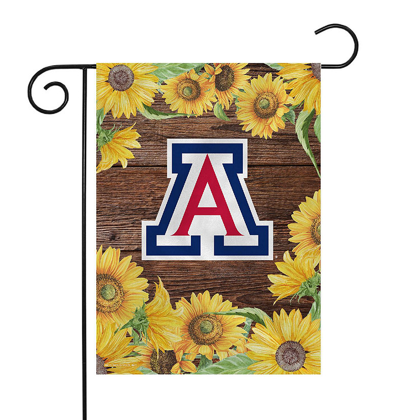 Rico Industries NCAA  Arizona Wildcats Sunflower Spring 13" x 18" Double Sided Garden Flag Image