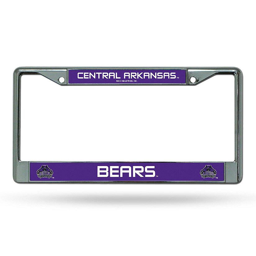 Rico Industries NCAA  Central Arkansas Bears  12" x 6" Chrome Frame With Decal Inserts - Car/Truck/SUV Automobile Accessory Image