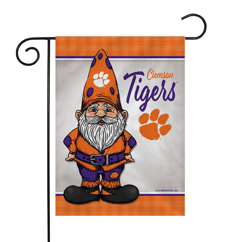 Rico Industries NCAA  Clemson Tigers Gnome Spring 13" x 18" Double Sided Garden Flag Image