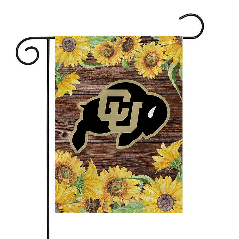 Rico Industries NCAA Colorado Buffaloes Sunflower Spring 13" x 18" Double Sided Garden Flag Image