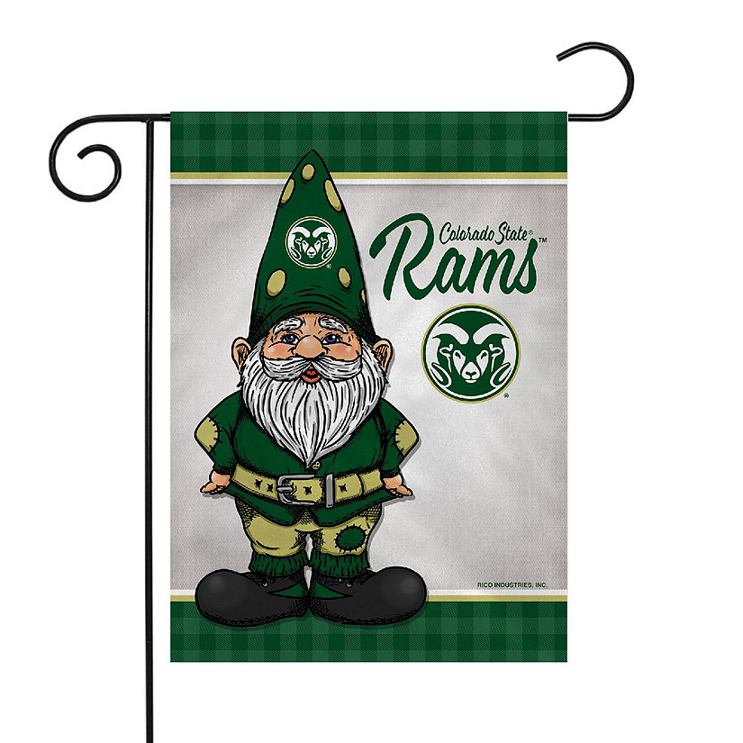 Rico Industries NCAA Colorado State Rams Gnome Spring 13" x 18" Double Sided Garden Flag Image