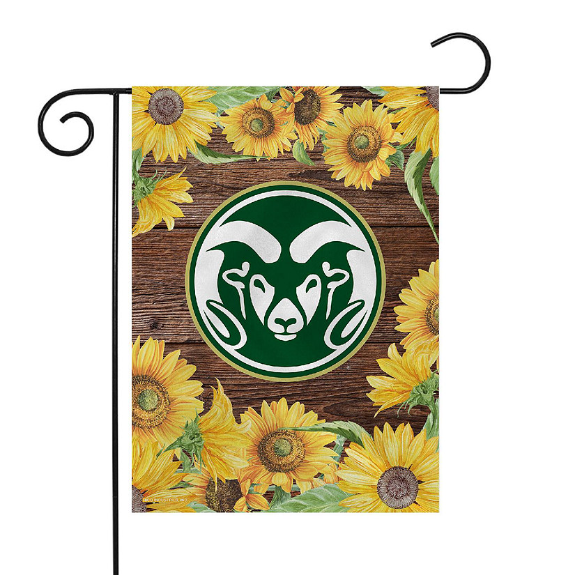 Rico Industries NCAA  Colorado State Rams Sunflower Spring 13" x 18" Double Sided Garden Flag Image