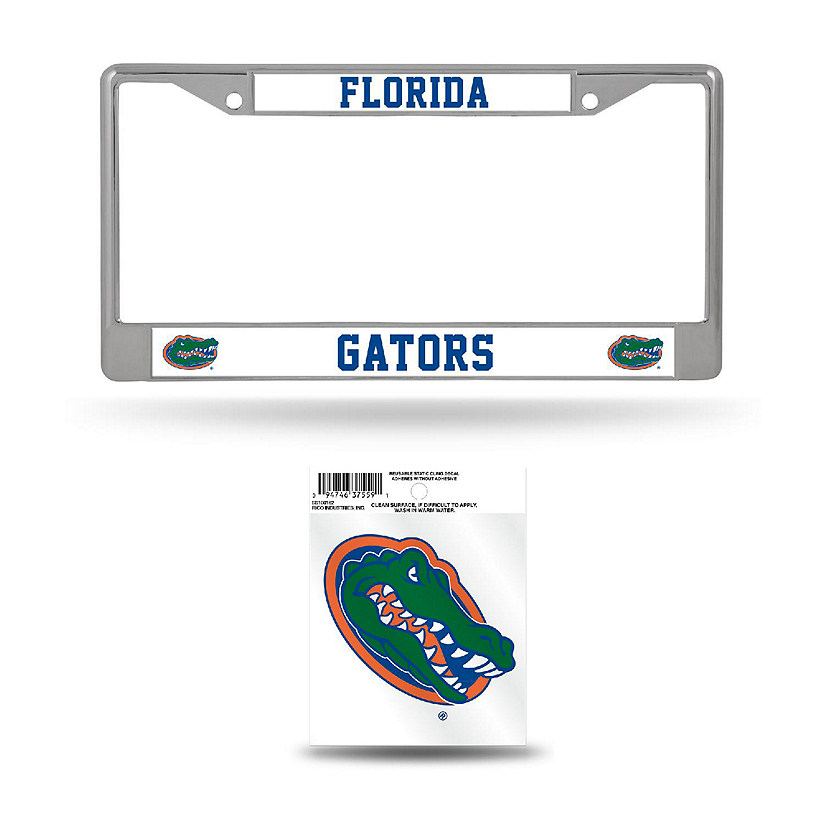 Rico Industries NCAA  Florida Gators  12" x 6" Chrome Frame With Plastic Inserts - Car/Truck/SUV Automobile Accessory Image