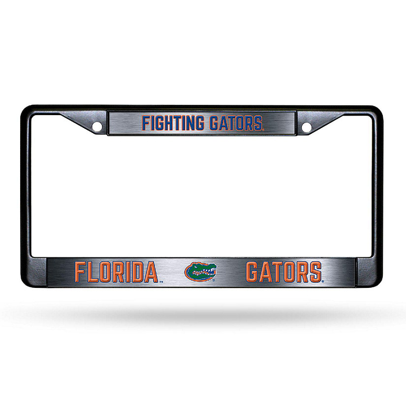Rico Industries NCAA  Florida Gators Black Game Day Black Chrome Frame with Printed Inserts 12" x 6" Car/Truck Auto Accessory Image