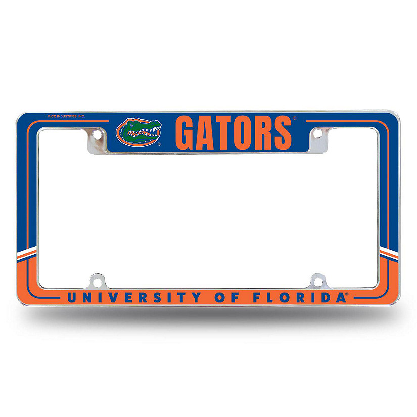 Rico Industries NCAA  Florida Gators Two-Tone 12" x 6" Chrome All Over Automotive License Plate Frame for Car/Truck/SUV Image
