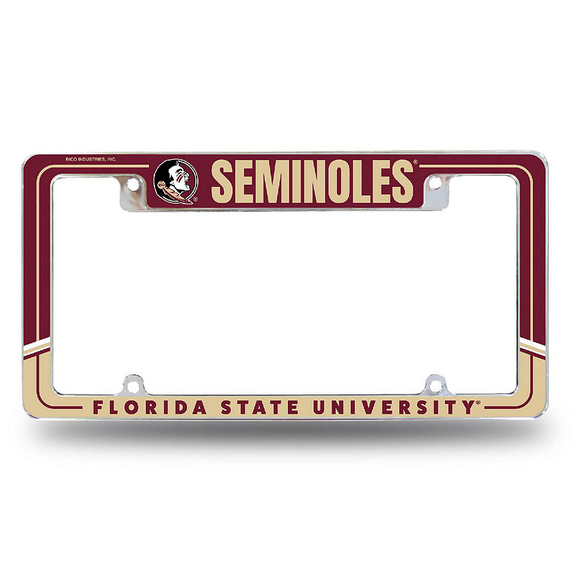 Rico Industries NCAA  Florida State Seminoles Two-Tone 12" x 6" Chrome All Over Automotive License Plate Frame for Car/Truck/SUV Image
