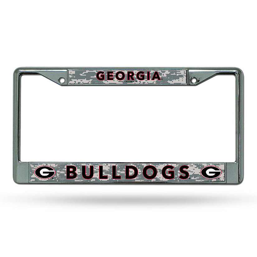 Rico Industries NCAA  Georgia Bulldogs  12" x 6" Chrome Frame With Decal Inserts - Car/Truck/SUV Automobile Accessory Image