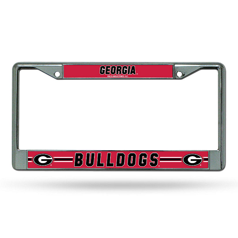Rico Industries NCAA  Georgia Bulldogs  12" x 6" Chrome Frame With Decal Inserts Red- Car/Truck/SUV Automobile Accessory Image