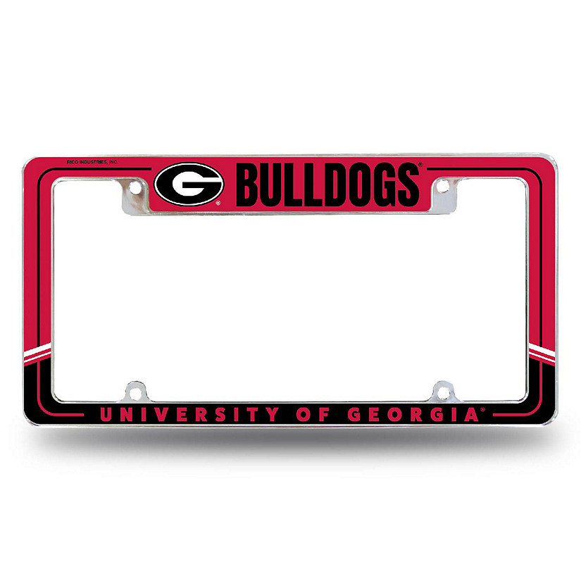 Rico Industries NCAA  Georgia Bulldogs Two-Tone 12" x 6" Chrome All Over Automotive License Plate Frame for Car/Truck/SUV Image