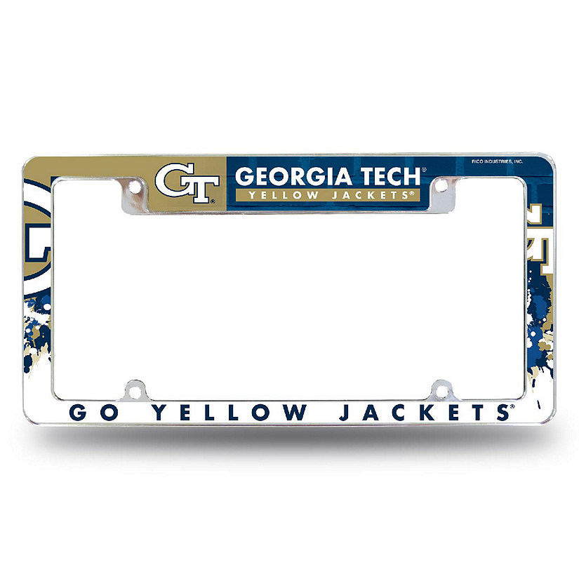 Rico Industries NCAA  Georgia Tech Yellow Jackets - GT Primary 12" x 6" Chrome All Over Automotive License Plate Frame for Car/Truck/SUV Image