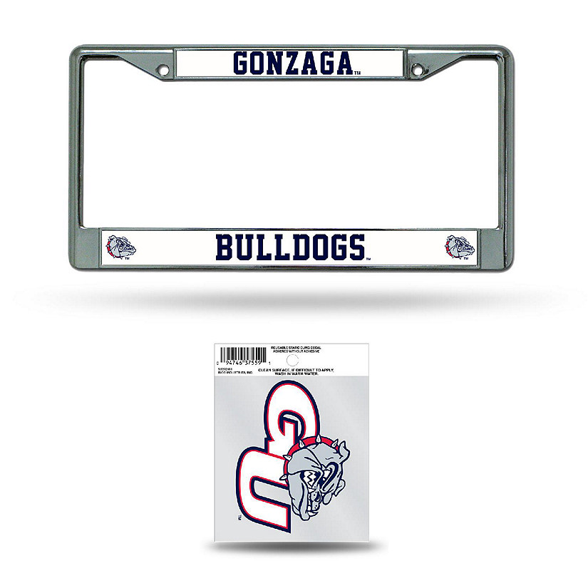Rico Industries NCAA  Gonzaga Bulldogs - Zags  12" x 6" Chrome Frame With Plastic Inserts - Car/Truck/SUV Automobile Accessory Image