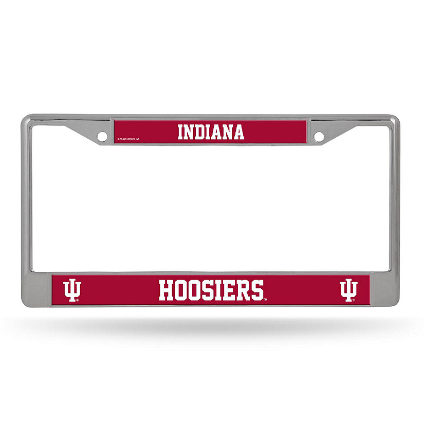 Rico Industries NCAA  Indiana Hoosiers  12" x 6" Chrome Frame With Decal Inserts - Car/Truck/SUV Automobile Accessory Image