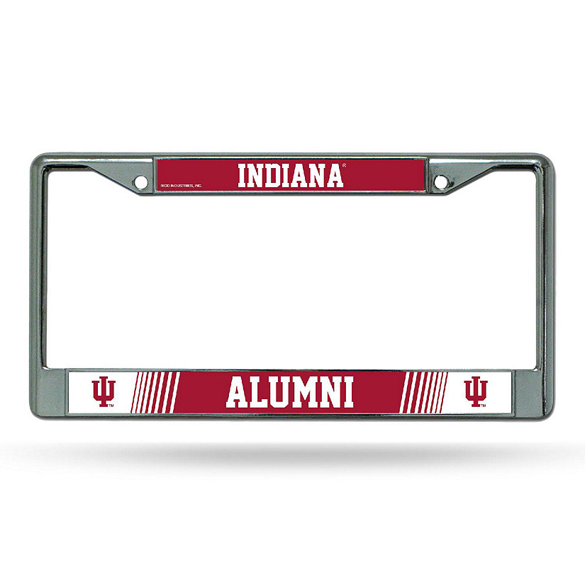 Rico Industries NCAA  Indiana Hoosiers Alumni 12" x 6" Chrome Frame With Decal Inserts - Car/Truck/SUV Automobile Accessory Image