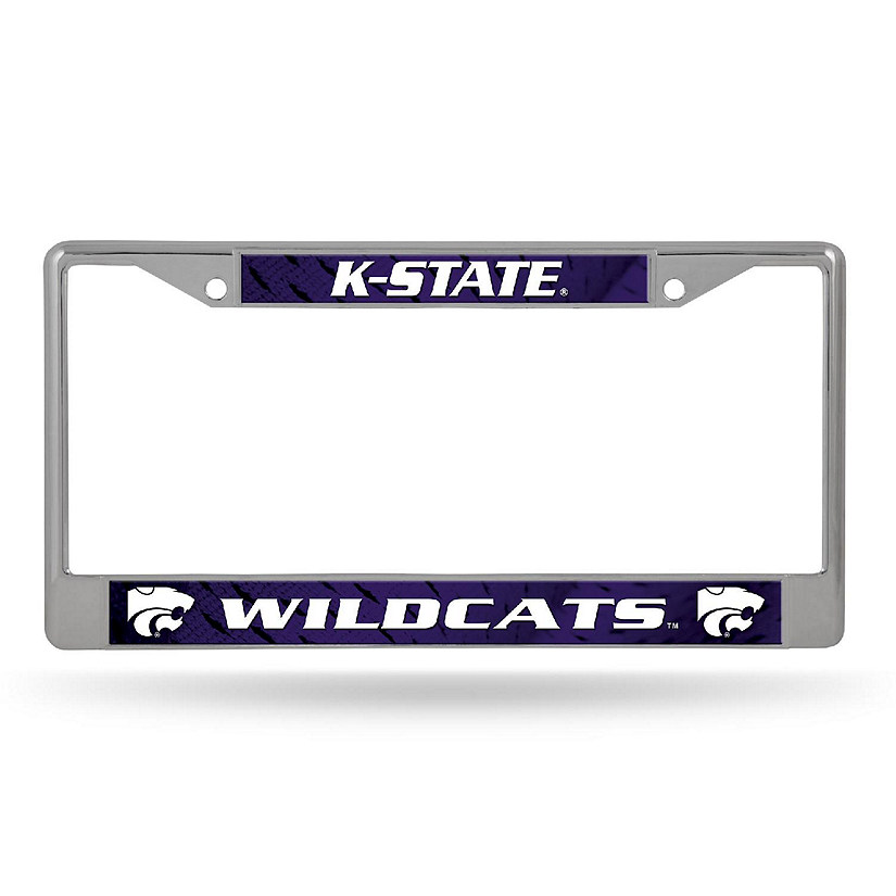 Rico Industries NCAA  Kansas State Wildcats - KSU  12" x 6" Chrome Frame With Decal Inserts - Car/Truck/SUV Automobile Accessory Image