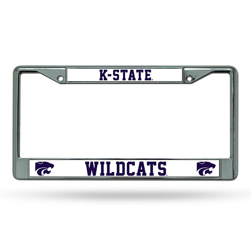 Rico Industries NCAA  Kansas State Wildcats - KSU Premium 12" x 6" Chrome Frame With Plastic Inserts - Car/Truck/SUV Automobile Accessory Image