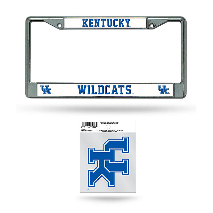 Rico Industries NCAA  Kentucky Wildcats  12" x 6" Chrome Frame With Plastic Inserts - Car/Truck/SUV Automobile Accessory Image