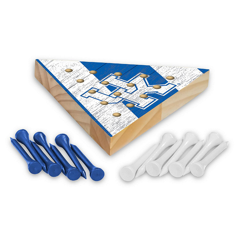 Rico Industries NCAA  Kentucky Wildcats  4.5" x 4" Wooden Travel Sized Pyramid Game - Toy Peg Games - Triangle - Family Fun Image