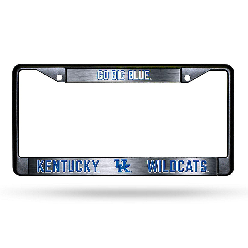Rico Industries NCAA  Kentucky Wildcats Black Game Day Black Chrome Frame with Printed Inserts 12" x 6" Car/Truck Auto Accessory Image