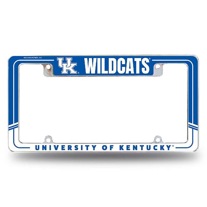 Rico Industries NCAA  Kentucky Wildcats Two-Tone 12" x 6" Chrome All Over Automotive License Plate Frame for Car/Truck/SUV Image