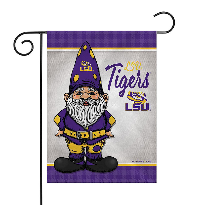 Rico Industries NCAA  LSU Tigers Gnome Spring 13" x 18" Double Sided Garden Flag Image