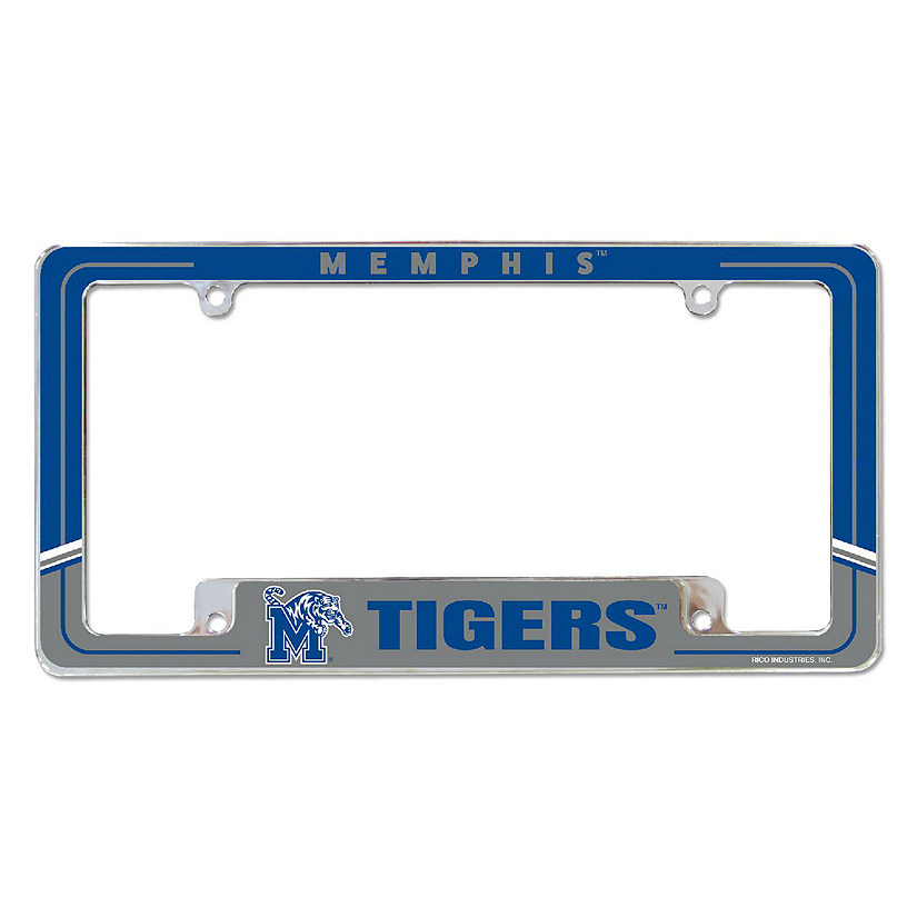 Rico Industries NCAA  Memphis Tigers Two-Tone 12" x 6" Chrome All Over Automotive License Plate Frame for Car/Truck/SUV Image