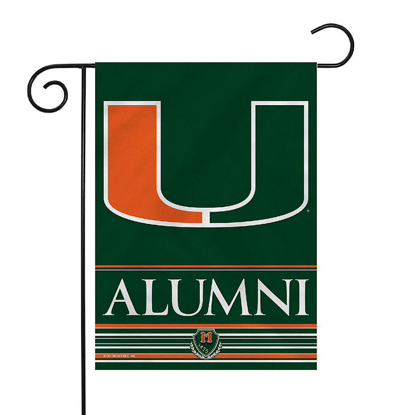 Rico Industries NCAA  Miami Hurricanes - The U Alumni 13" x 18" Double Sided Garden Flag Image
