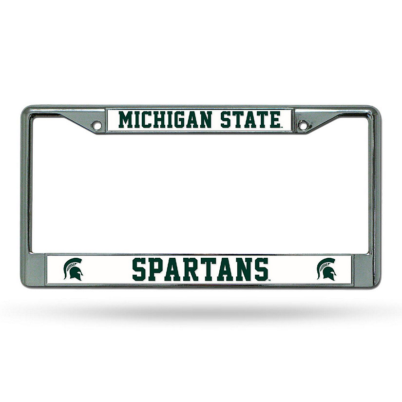 Rico Industries NCAA  Michigan State Spartans Premium 12" x 6" Chrome Frame With Plastic Inserts - Car/Truck/SUV Automobile Accessory Image