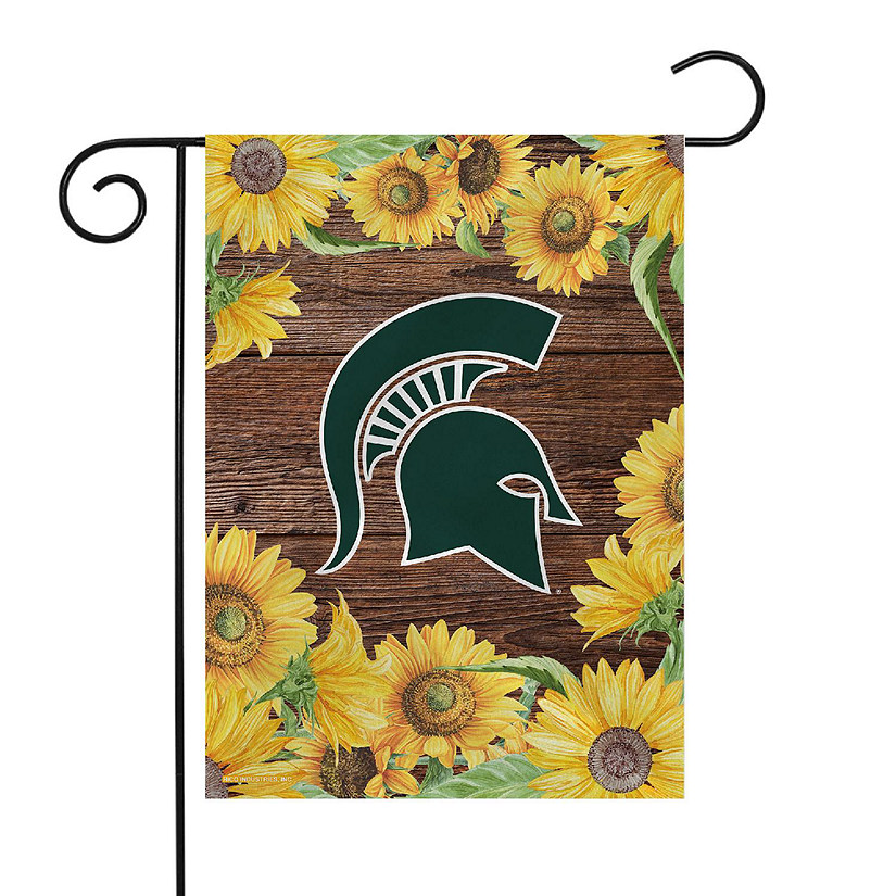 Rico Industries NCAA  Michigan State Spartans Sunflower Spring 13" x 18" Double Sided Garden Flag Image
