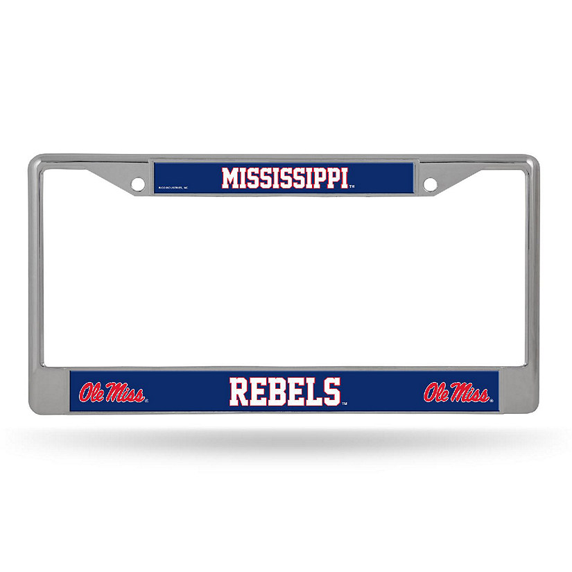 Rico Industries NCAA  Mississippi Rebels - Ole Miss  12" x 6" Chrome Frame With Decal Inserts - Car/Truck/SUV Automobile Accessory Image