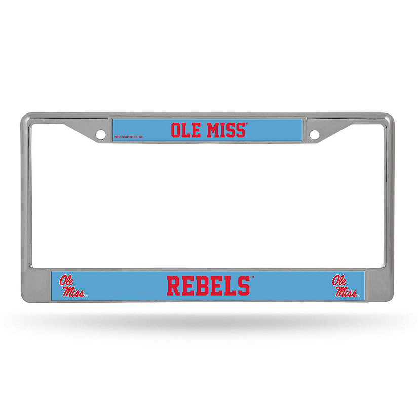 Rico Industries NCAA  Mississippi Rebels - Ole Miss Light Blue 12" x 6" Chrome Frame With Decal Inserts - Car/Truck/SUV Automobile Accessory Image