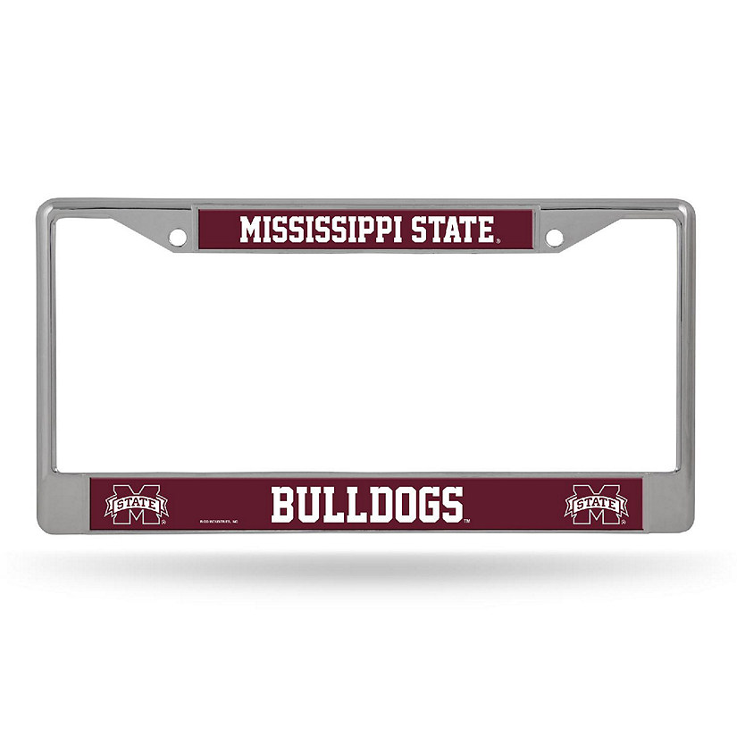 Rico Industries NCAA  Mississippi State Bulldogs  12" x 6" Chrome Frame With Decal Inserts - Car/Truck/SUV Automobile Accessory Image