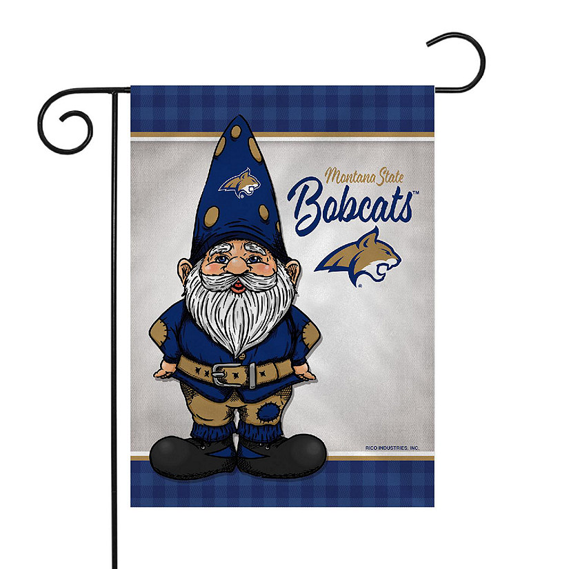 Rico Industries NCAA Montana State Bobcats Gnome Spring 13" x 18" Double Sided Garden Flag Image
