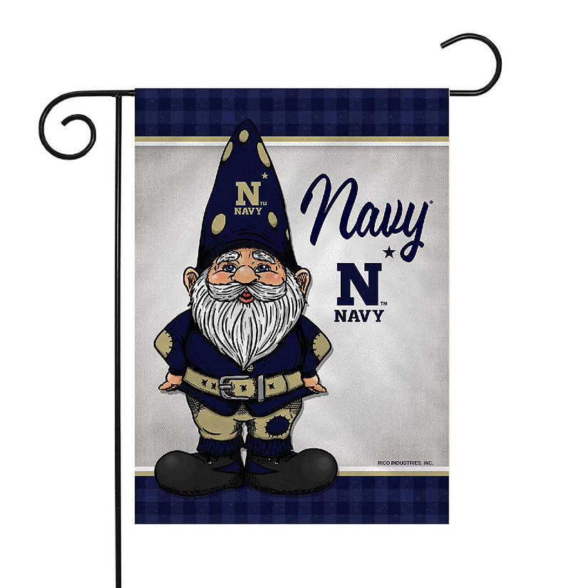 Rico Industries NCAA  Naval Academy Midshipmen Gnome Spring 13" x 18" Double Sided Garden Flag Image