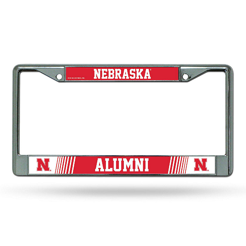Rico Industries NCAA  Nebraska Cornhuskers Alumni 12" x 6" Chrome Frame With Decal Inserts - Car/Truck/SUV Automobile Accessory Image
