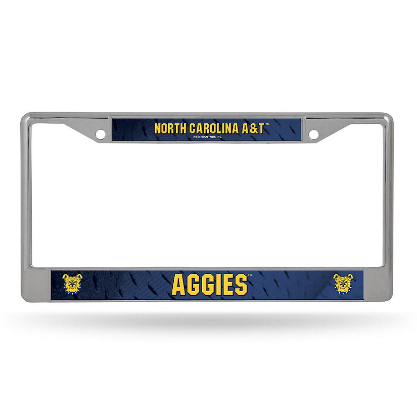 Rico Industries NCAA  North Carolina A&T Aggies  12" x 6" Chrome Frame With Decal Inserts - Car/Truck/SUV Automobile Accessory Image