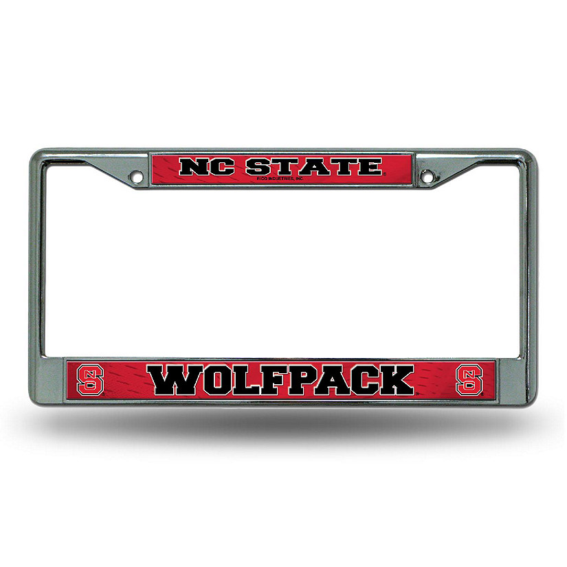 Rico Industries NCAA  North Carolina State Wolfpack  12" x 6" Chrome Frame With Decal Inserts - Car/Truck/SUV Automobile Accessory Image