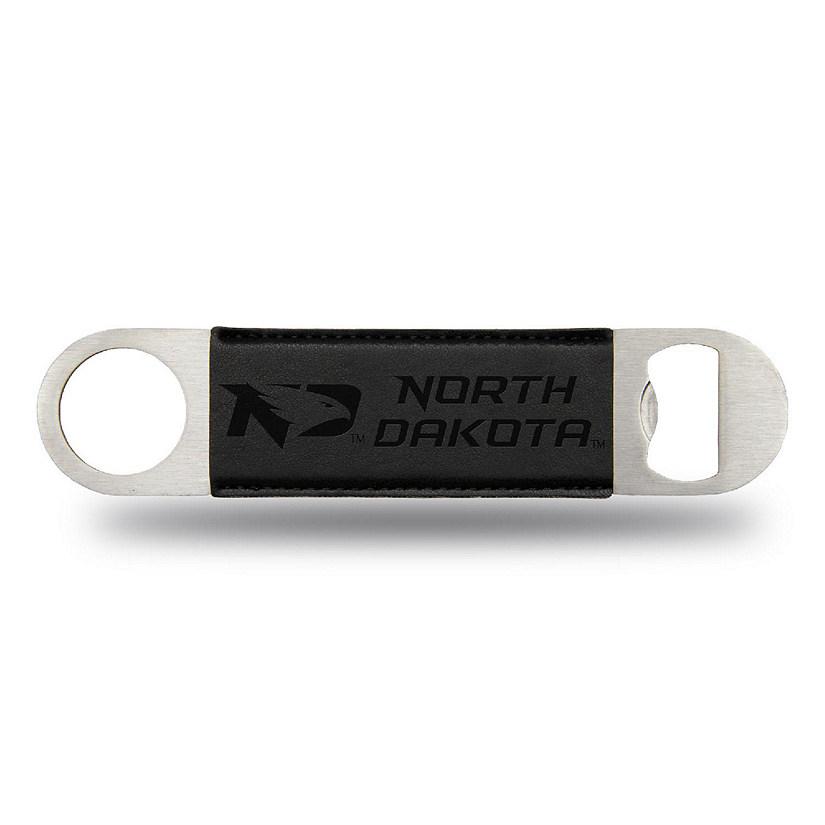 Rico Industries NCAA  North Dakota Fighting Hawks Black Faux Leather Laser Engraved Bar Blade - Great Beverage Accessory for Game Day Image