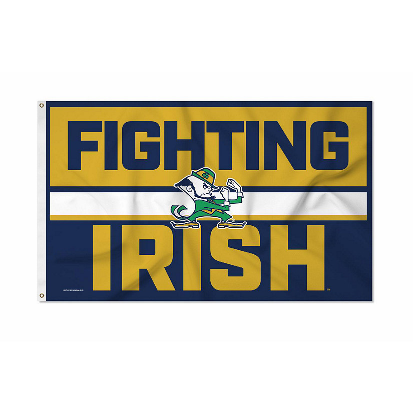 Rico Industries NCAA  Notre Dame Fighting Irish - ND Bold 3' x 5' Banner Flag Single Sided - Indoor or Outdoor - Home D&#233;cor Image