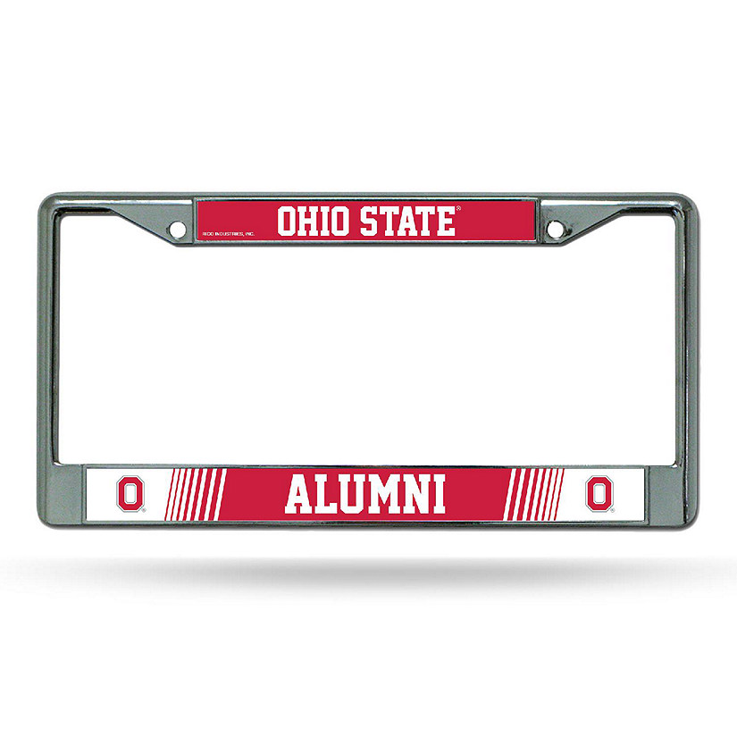 Rico Industries NCAA  Ohio State Buckeyes Alumni 12" x 6" Chrome Frame With Decal Inserts - Car/Truck/SUV Automobile Accessory Image