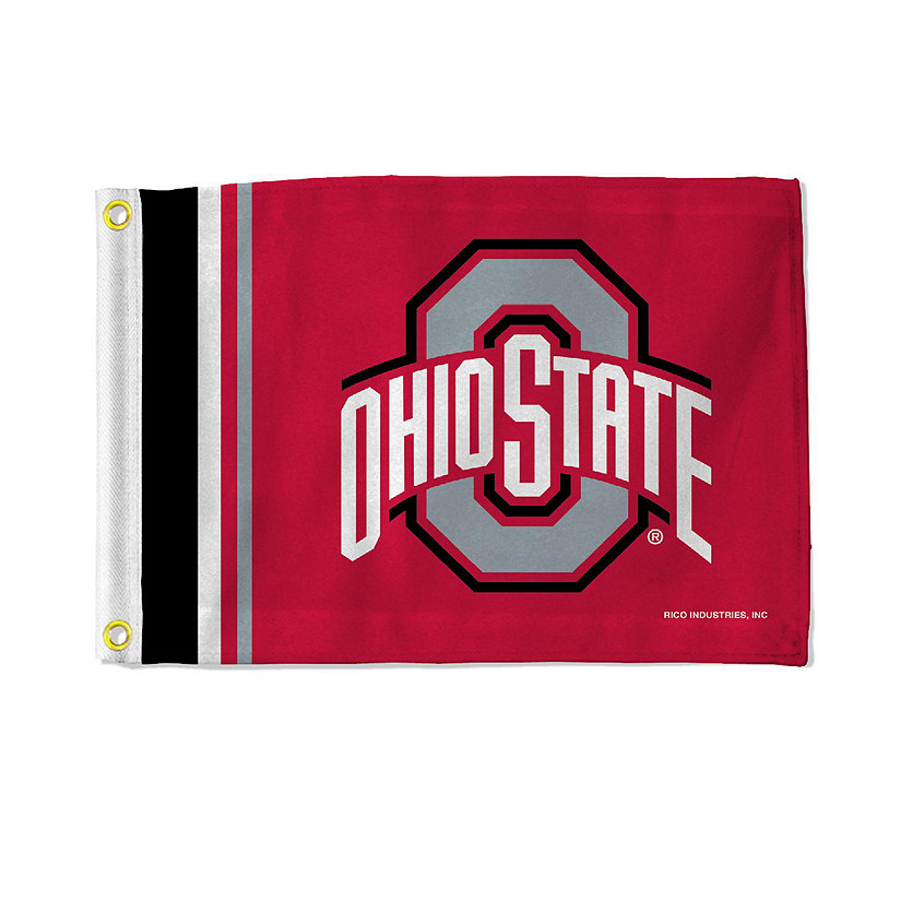 Rico Industries NCAA  Ohio State Buckeyes Stripes Utility Flag - Double Sided - Great for Boat/Golf Cart/Home Image
