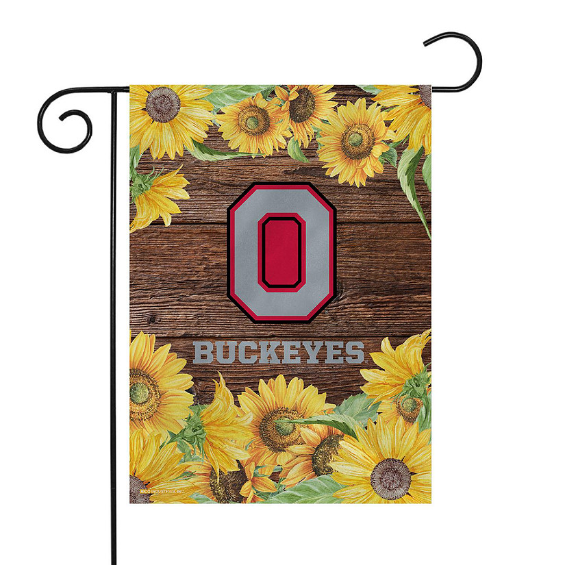 Rico Industries NCAA  Ohio State Buckeyes Sunflower Spring 13" x 18" Double Sided Garden Flag Image