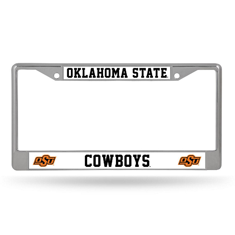 Rico Industries NCAA  Oklahoma State Cowboys Premium 12" x 6" Chrome Frame With Plastic Inserts - Car/Truck/SUV Automobile Accessory Image