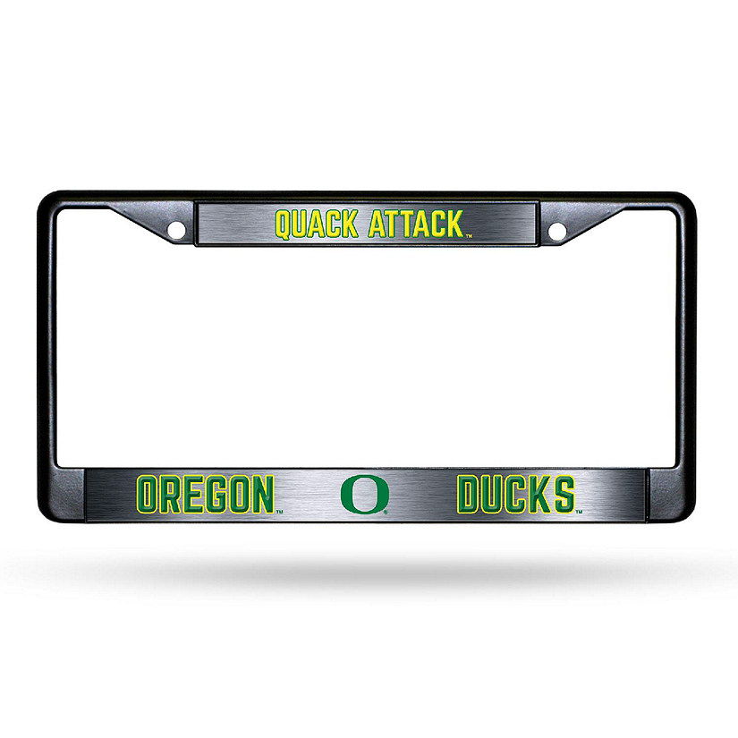 Rico Industries NCAA  Oregon Ducks Black Game Day Black Chrome Frame with Printed Inserts 12" x 6" Car/Truck Auto Accessory Image