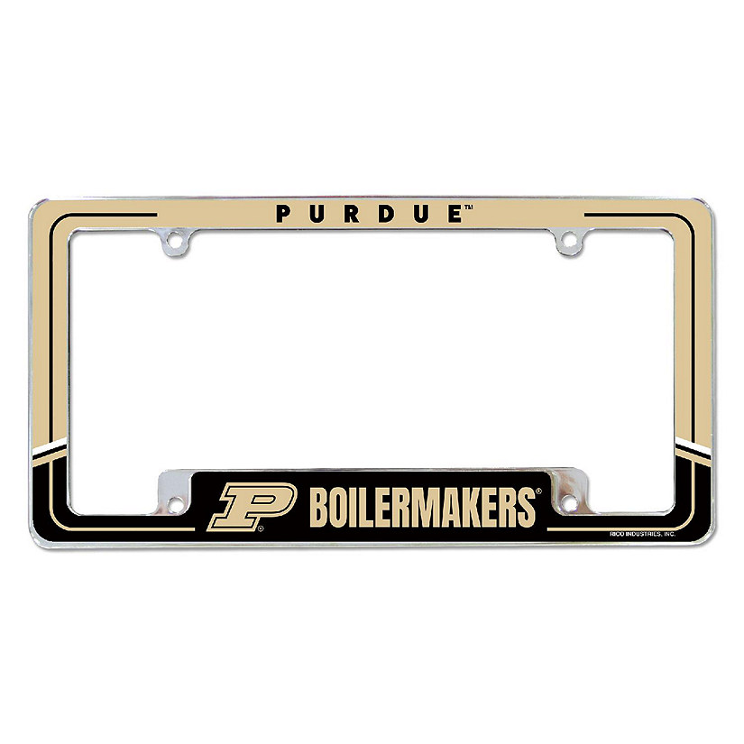 Rico Industries NCAA  Purdue Boilermakers Two-Tone 12" x 6" Chrome All Over Automotive License Plate Frame for Car/Truck/SUV Image