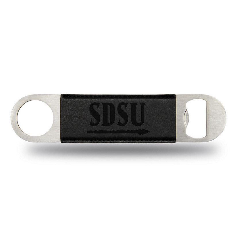 Rico Industries NCAA  San Diego State Aztecs - SDSU Black Faux Leather Laser Engraved Bar Blade - Great Beverage Accessory for Game Day Image
